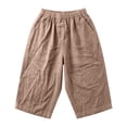 thumbnail image 4 of fheaev Wide Leg Shorts for Women Elastic Waist Knee Length Loose Fit with Pockets Summer Casual Beach Vacation Wear M-3XL, 4 of 6