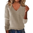 thumbnail image 1 of Women's Pullover Sweater European And American Solid Color Loose Ladies Sweater Spring And Autumn One Word Shoulder Exposed Shoulder Hood Sweater Features:, Women's Pullover Sweater XXXXL, 1 of 3