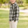 thumbnail image 6 of Maean Boys Button down Shirt Plaid Long Sleeve Tops Kids Casual Loose Fall Fashion Blouses Clothes, 6 of 7