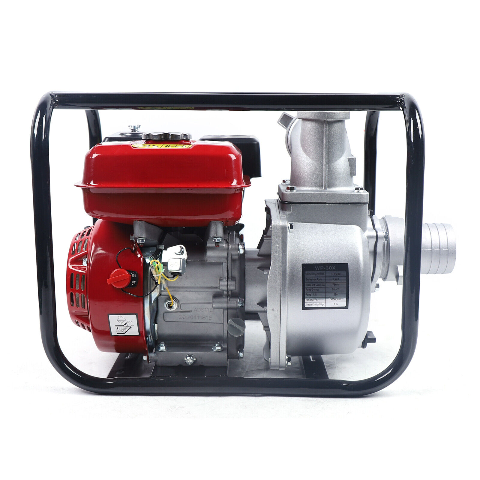 Miumaeov 7.5HP Gas Powered Water Pump 3'' Inlet/Outlet Semi Trash Water Transfer Pump 3000W High Pressure Agricultural Garden Irrigation Pump