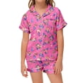 thumbnail image 2 of Wdgfv Girls Pajama Set Soft Fruit Print Short Sleeve Two Piece Sleepwear Comfortable Loungewear Outfit for Toddler Kids 2-13 Years Hot Pink 4-5 Years, 2 of 4