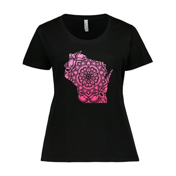 Inktastic Wisconsin Silhouette Mandala Women's Plus Size T-Shirt