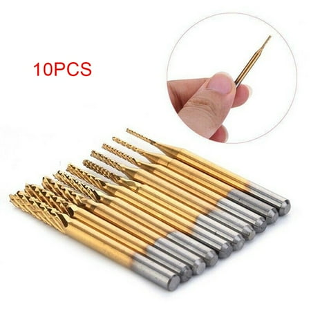 

10 X 1/8 Shank Titanium Coated End Mill Carbide CNC Milling Cutter Router Bits