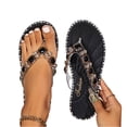 thumbnail image 2 of Willtoo Womens Flip Flops Sandals Bohemian Rhinestone Open Toe Casual Flats Sandals Comfort Beach Flat Walking Shoes, 2 of 5