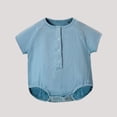 thumbnail image 5 of Mgmyaa Baby Boys Girls Pure Cotton Muslin Short Sleeve Bodysuit Snap Closure Summer Romper Newborn Jumpsuit for 3-24 Months, 5 of 9
