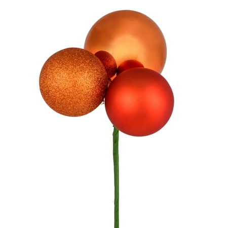 Vickerman 18 Burnish Orange Ball Ornament Christmas Pick 4 per set