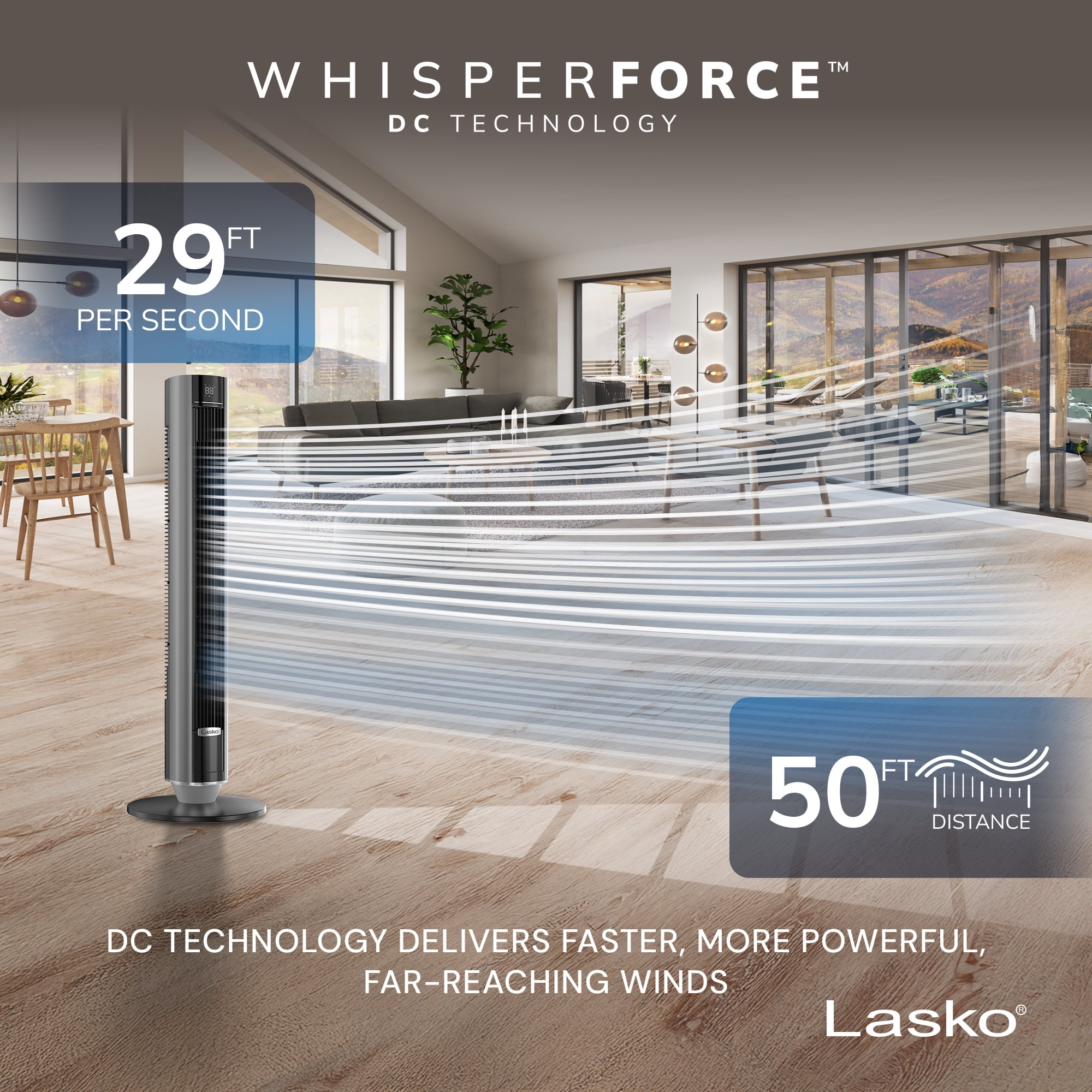 Lasko 40" Quiet Oscillating Tower Fan with Remote Control, DC Motor and 12 Speeds for Whole Room Bedroom Cooling, Black, TDC401