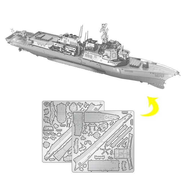Handicraft Enthusiasts Burke Class Destroyer DIY Metal Model Kit, Age 16+ & Up