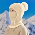thumbnail image 2 of ManxiVoo Women All In One Winter Beanie Hat with Integrated Scarf and Ear Nose Warmer for Extreme Cold Weather Protection and Outdoor Activities White, 2 of 4