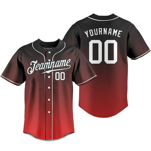 Custom Gradient Baseball Jersey Full Buton Short Sleeve T-shirt Personalized Name Logo Number Adult Kids Training Uniform Unisex LS