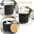 thumbnail image 6 of Round Velvet Storage Ottoman with Reversible Tray Lid, Tufted Upholstered Footrest Stool with Wooden Legs, 6 of 6