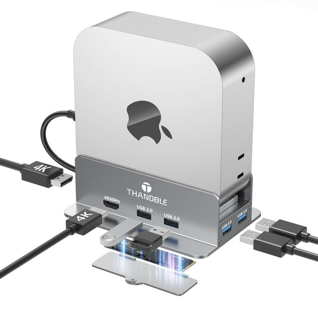 HUB MULTIPUERTO THANDBLE Mac mini M4 Dock 9 en 1 plateado