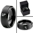 thumbnail image 4 of Tungsten Nevada The Silver State Playing Cards Band Ring 8mm Men Women Comfort Fit Black Step Bevel Edge Brushed Polished, 4 of 4