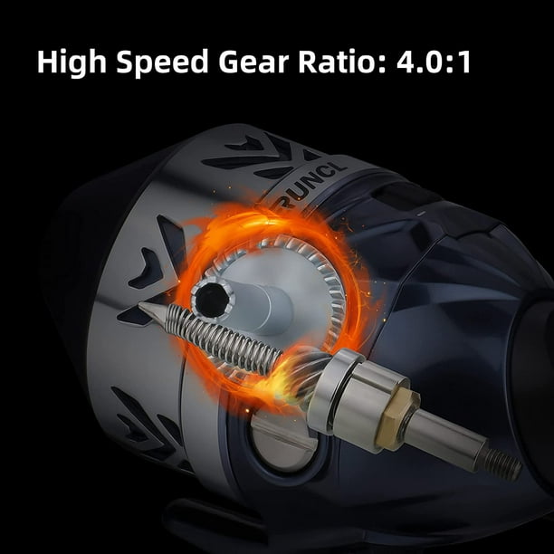 RUNCL Spincast Fishing Reel, Push Button Casting Design, High Speed 4.0:1  Gear Ratio, 7+1 Ball Bearings, 17.5 LB Max 