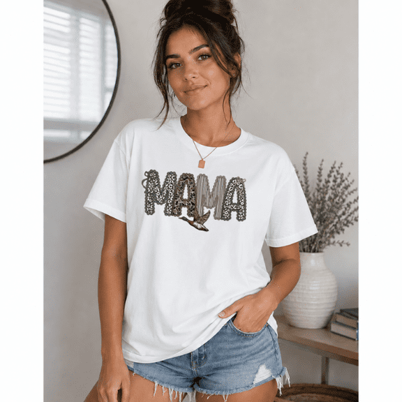Duck Hunting Mama T-Shirt, Preppy Camo Graphic Tee, Duck Hunter Mom Shirt, Hunting Lover Gift for Women, Outdoor Lifestyle, Unisex Cotton Tee