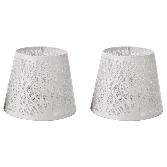 2X Small Lamp Shade, Metal Lampshade with Pattern of Trees for Table Chandelier Wall Lamp White,2 x lampshade,white