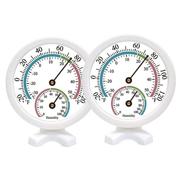 2PCS Mini Indoor Thermometer Hygrometer for Wall, White