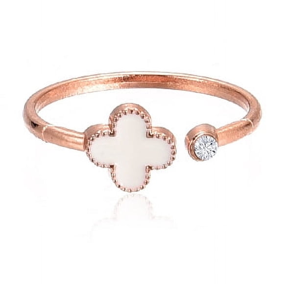 Anillo sencillo abierto de cuatro hojas para mujer, anillo de dedo índice abierto de moda en oro rosa para mujer