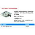 thumbnail image 2 of Variable Timing Solenoid - Compatible with 2011 - 2015 Chevy Cruze 1.4L 4-Cylinder 2012 2013 2014, 2 of 2