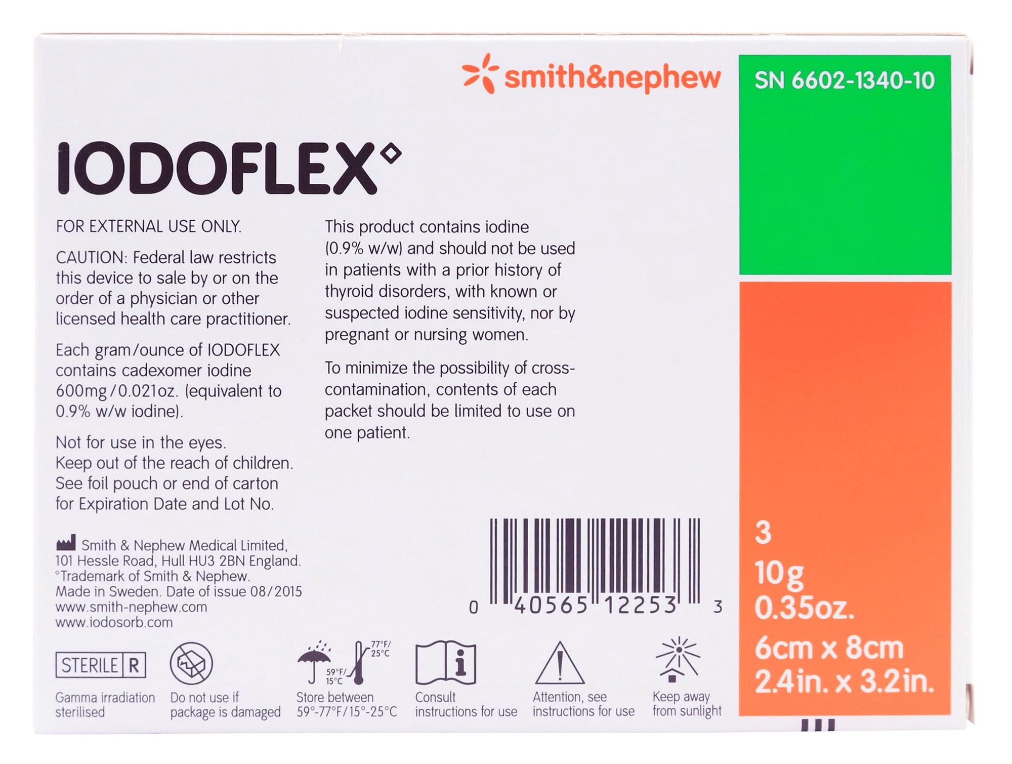 Iodoflex Cadexomer Iodine Pad Dressings 2.4" x 3.2" 10gm - Box of 3