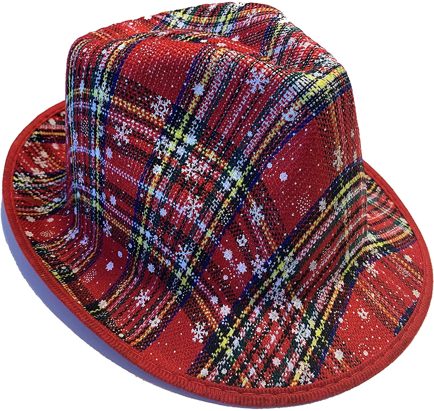 Ugly Christmas Sweater Fedora Christmas Hat - Perfect Plaid Fabric