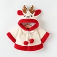 thumbnail image 3 of 4 Colors Cute Christmas Elk Plush Baby Jacket Autumn Winter Warm Hooded Infant Girls Coat Princess Cloak Baby Girl Clothes 0-24M, 3 of 4