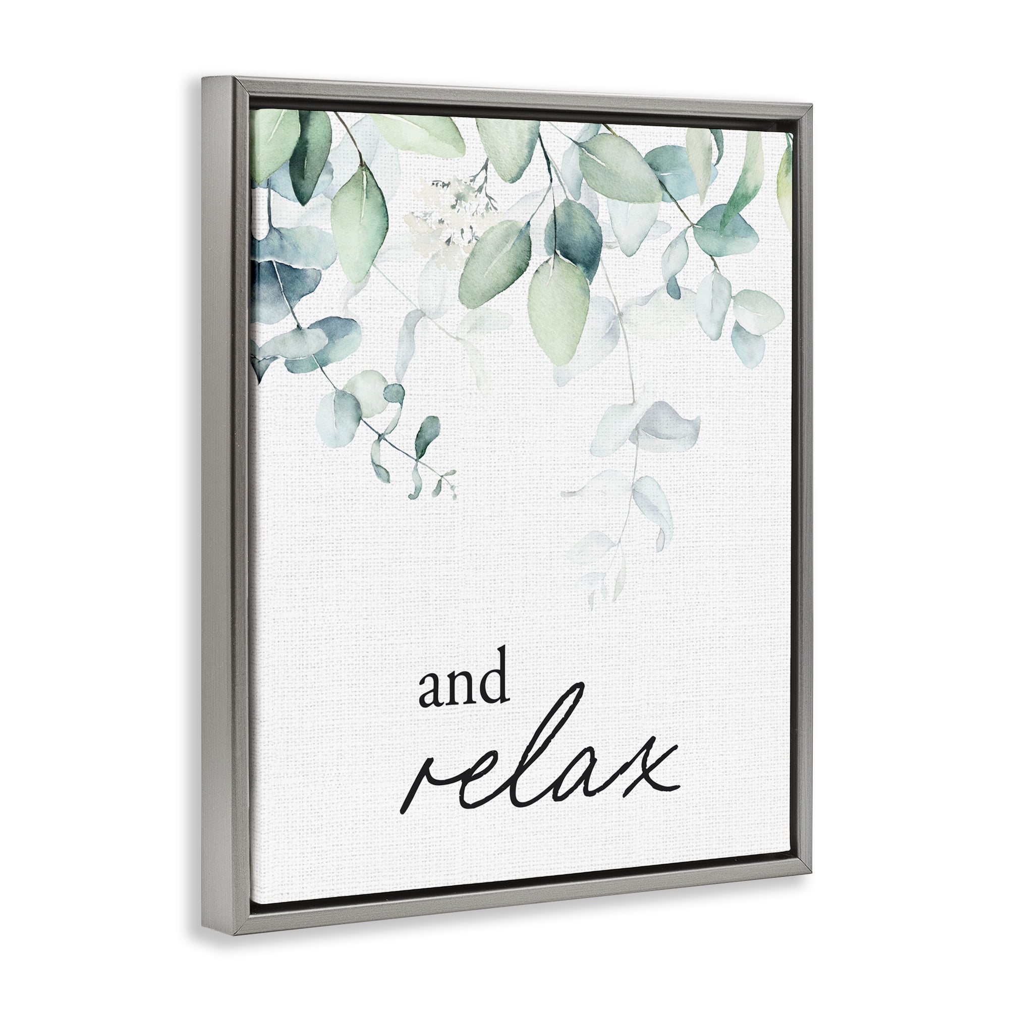 And Relax Minimal Herbs Gray Framed Floater Canvas Wall Art, design by Lettered and Lined
