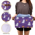 thumbnail image 3 of Yayeee 2 Pack Canvas Storage Basket with Handles for Shelves Fabric Bins Closet Organizer, Halloween Purple Ghosts, 3 of 8