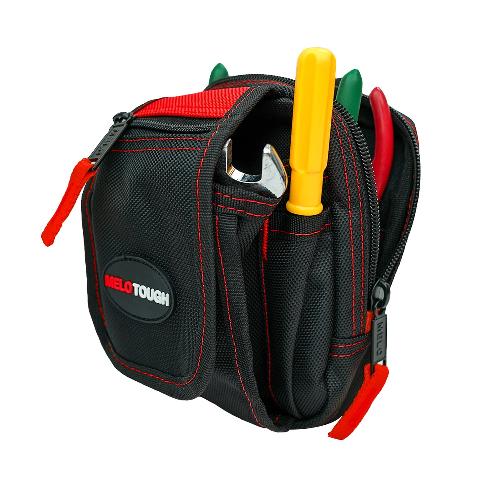 MELOTOUGH Heavy Duty Tradesman Pro Tool Pouch with Various Sized Pockets  and Electrical Tape Thong,Hammer Holder Electricians Tool Pouch