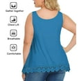 thumbnail image 5 of ANYFIT WEAR Plus Size Camisole with Built in Bra Padded Tank Tops for Women Flowy Sleeveless Summer Tops with Lace Hem Navy,S, 5 of 7