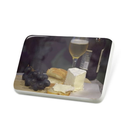 Porcelein Pin Cheese plate with wine Lapel Badge –