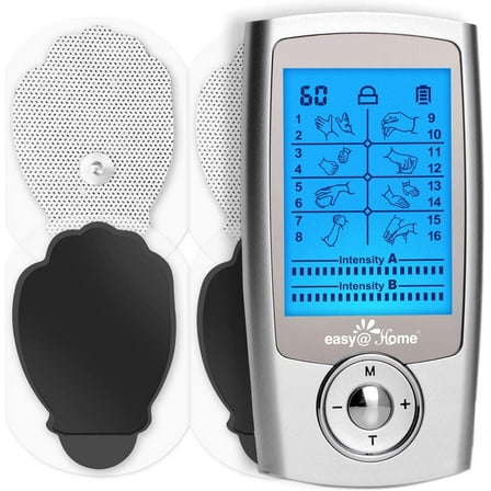 Easy@Home Rechargeable TENS Unit Muscle Stimulator, 16 Modes, 20 Intensity Levels, 1 Pack