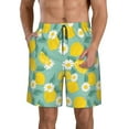 thumbnail image 2 of Uemuo Lemons Chamomile Flowers And Leaves Pattern Men's Swim Trunks Hawaiian Beach Bathing Suit Swimsuits Beach Quick-Dry Shorts with Pockets-Medium, 2 of 9