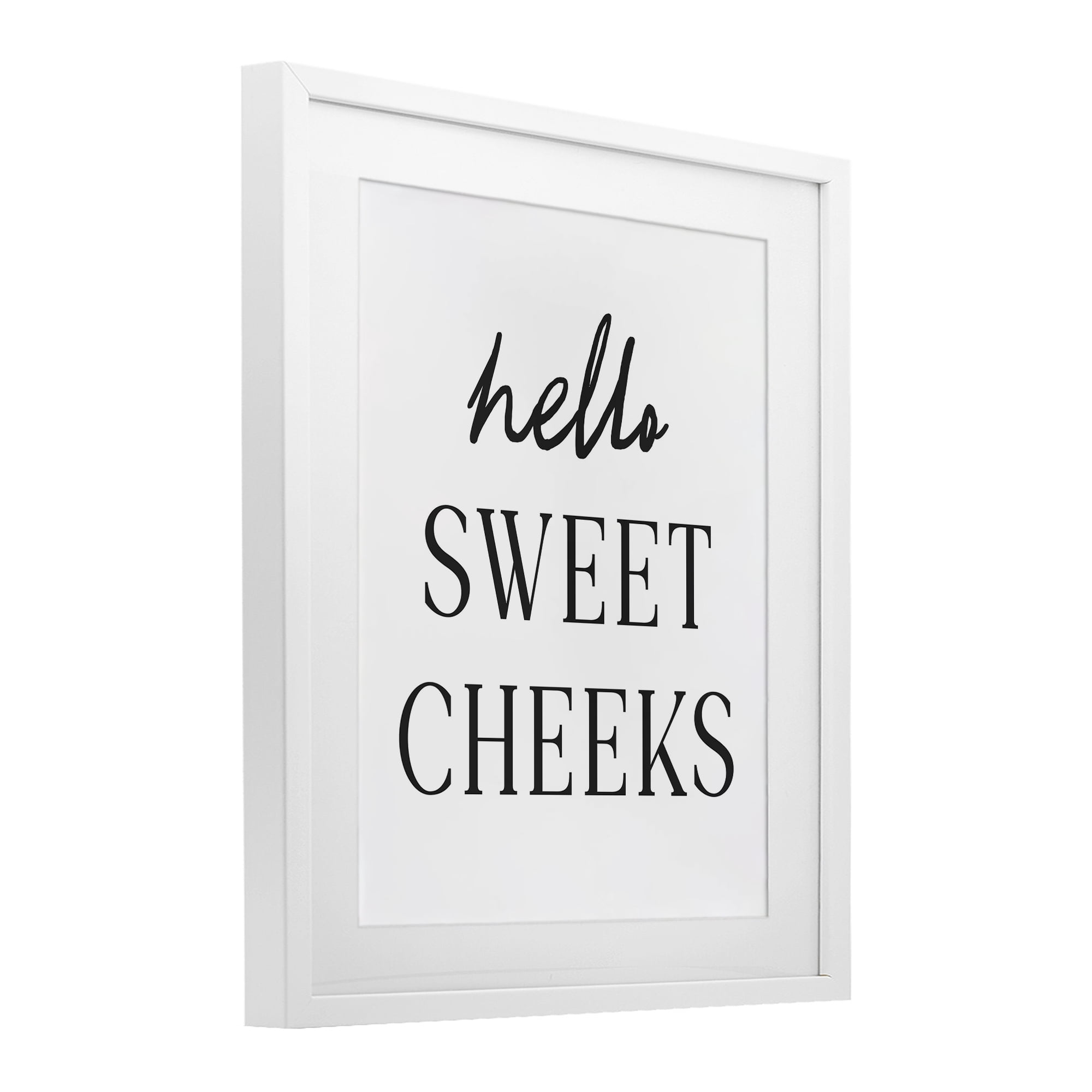 Stupell Industries Sweet Cheeks Bathroom Humor White Framed Print Under Glass, design by Lettered and Lined