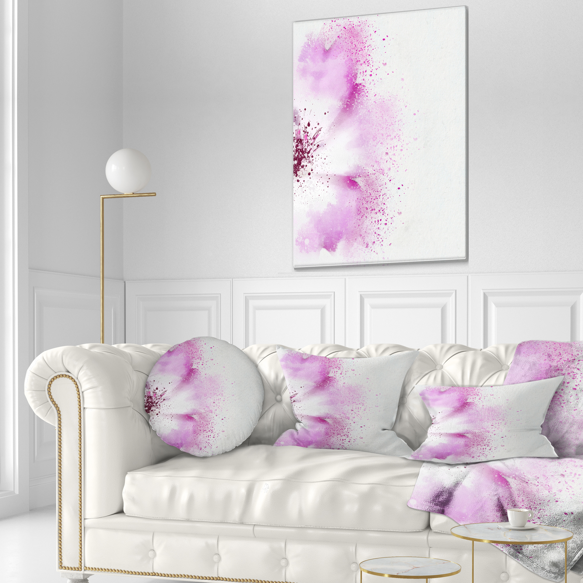 Designart Abstract Purple Daisy Flower - Flowers Throw Pillowwork - 12x20