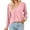 Pink, variant on WREESH Womens Fashion Flowy Tops Solid Color V-Neck Long Sleeve Lace Button Loose T-Shirt Pullover Wine