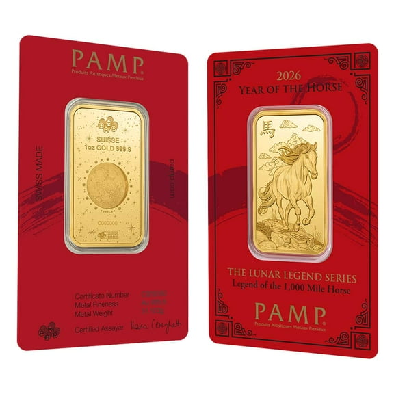 2026 1 oz PAMP Suisse Lunar Horse Gold Bar (in Assay)
