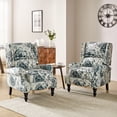 thumbnail image 3 of Vintage Floral Wingback Manual Push Back Recliner Chair Set of 2 for Living Room GREENGUARD Certified Floral, 3 of 8