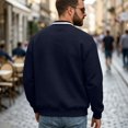 thumbnail image 5 of Qwertyu Men's Waffle Knit Bomber Jacket Long Sleeve Collared Full Zip Casual Jackets Fall Winter Coat with Pockets Navy S, 5 of 7