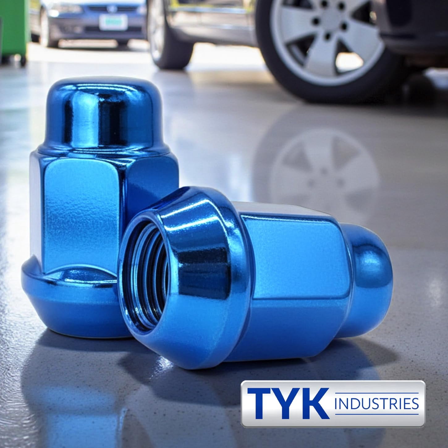 25 Blue 1/2 Closed End Two Piece Bulge Acorn Wheel Lug Nuts - 3/4, 19mm Hex - 1.38 Inch Tall - Fits Many Dodge, Durango, Jeep, Ford