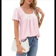 thumbnail image 3 of Blusas Tipo Túnica para Mujer, Holgadas, de Corta, con Cuello Redondo, Informales, de Verano Rosa L, 3 of 10