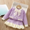 thumbnail image 2 of adviicd Girls Skirt Set Girl's Two Piece Outfits Crew Neck Long Sleeve Blouse and Skirt Set (Purple,4-5 Years), 2 of 3