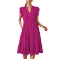 thumbnail image 1 of asddcavvf Robes pour Femmes Robe Midi d'Été à Manches à Volants Col en V Mode 2024 Coupe Décontractée, 1 of 4