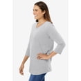 thumbnail image 3 of Woman Within Plus Size Perfect Three-Quarter Sleeve V-Neck Tee (Petite Available), 3 of 6