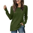 thumbnail image 2 of Womens Tunic Tops Long Sleeve Shirts Casual Basic Oversized T Shirt Crewneck Loose Fit Spring Fashion Clothes Army Green XXL, 2 of 9