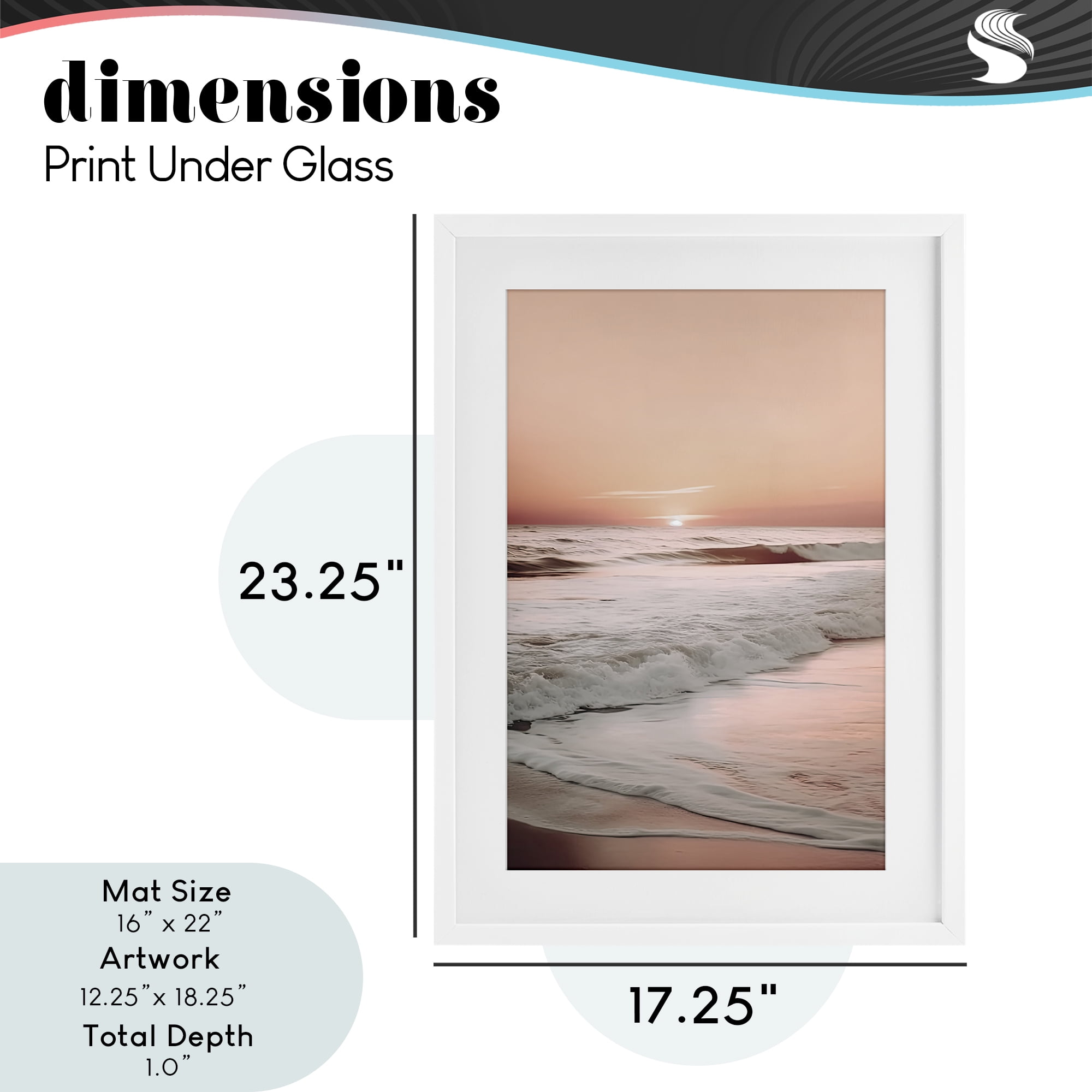 Apricot Beach View White Framed Print Under Glass, design by Decent Exposures
