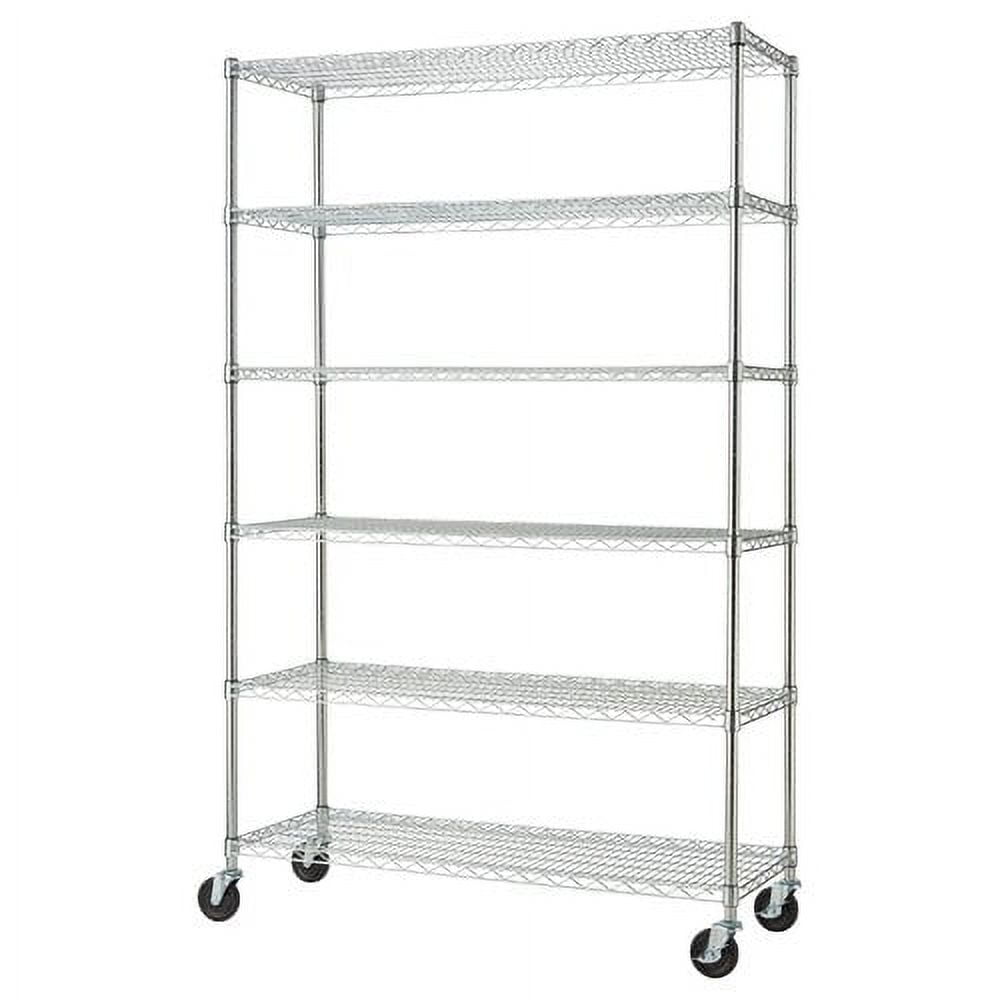 TRINITY BASICS® EcoStorage® 6-Tier 48x18x72 Wire Shelving w/ Wheels, NSF - Chrome