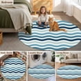 thumbnail image 6 of Blue Green Water Ripple Round Living Room Rugs 4 ft, Stripes Washable Area Rug with Non-Slip Sturdy Edge Binding Round Carpet for Entryway Kitchen Bedroom Bathroom, 6 of 9