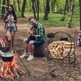 thumbnail image 3 of 30" Firewood Log Rack Hoop Tubular Steel Wood Storage Holder for, Black, 3 of 9