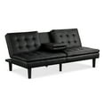 thumbnail image 3 of Furniture of America Canu Wood and Faux Leather Convertible Futon Daybeds with USB Port up to 500 lbs, Black, 3 of 13